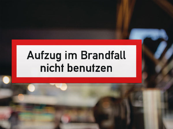 Aufkleber Aufzug im Brandfall nicht benutzen