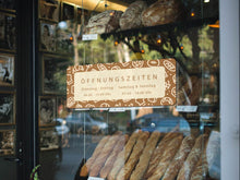 Laden Sie das Bild in den Galerie-Viewer, Öffnungszeiten Aufkleber Bäckerei Modern