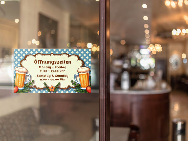 Öffnungszeiten Aufkleber Biergarten Öffnungszeiten