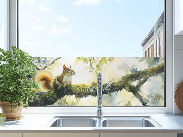 Milchglasfolie Eichhörnchen auf Ast
