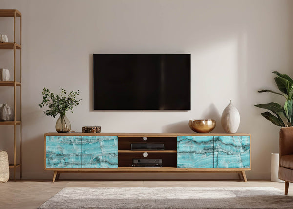 Möbelfolie Marmoroptik Aqua Blau