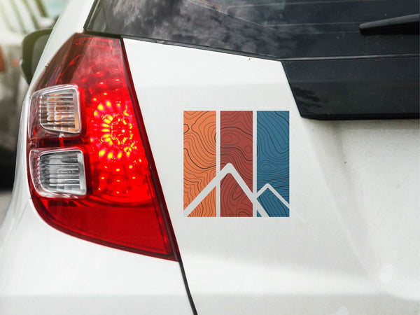 Autoaufkleber Topographie Berge Retro