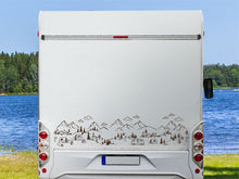Laden Sie das Bild in den Galerie-Viewer, Wohnmobil Aufkleber handgezeichnete Campingplatz Landschaft