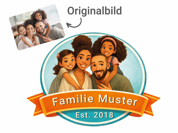 Familien-Emblem – personalisierte Familien-Illustration