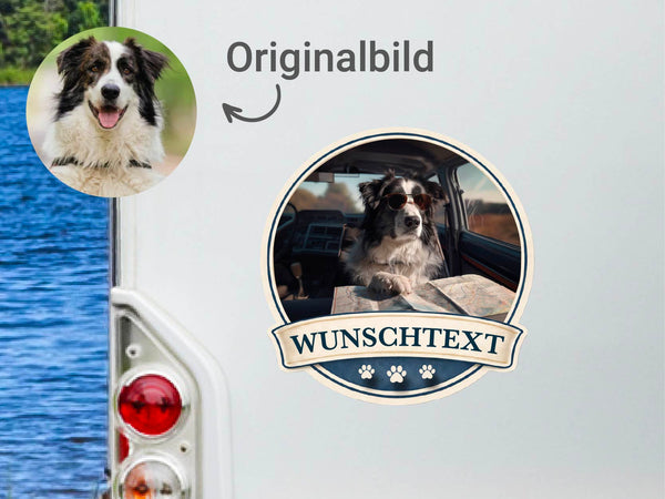 Dein Hundefoto als personalisiertes Auto- & Wohnmobil-Porträt im stilisierten Design