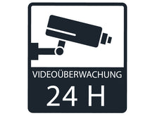 Laden Sie das Bild in den Galerie-Viewer, Aufkleber Videoüberwachung 24 Stunden
