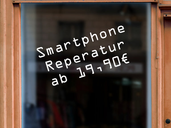 Klebetext auf Schaufenster