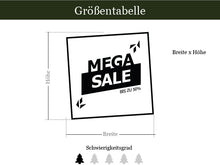 Laden Sie das Bild in den Galerie-Viewer, Größentabelle Aufkleber Mega Sale