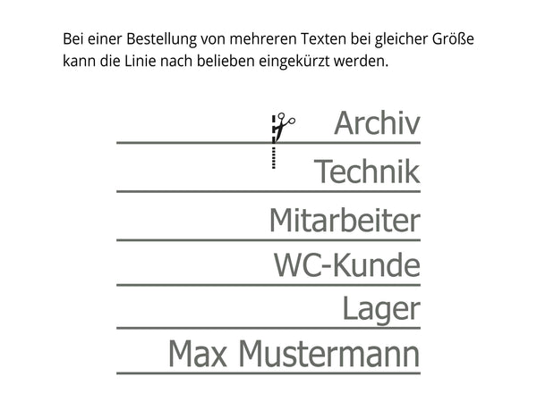 Aufkleber Türbeschriftung Linie Modern mit Wunschtext