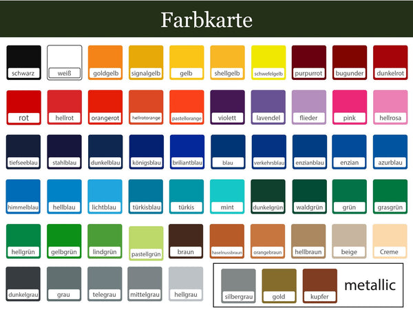 Türaufkleber Block Farbkarte
