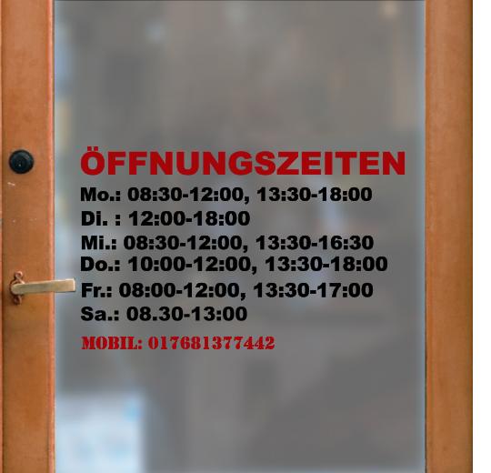 Öffnungszeiten Aufkleber selber gestalten