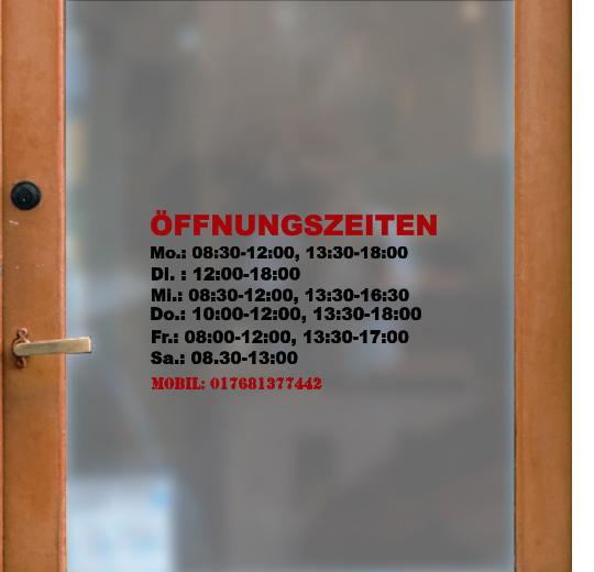 Öffnungszeiten Aufkleber selber gestalten
