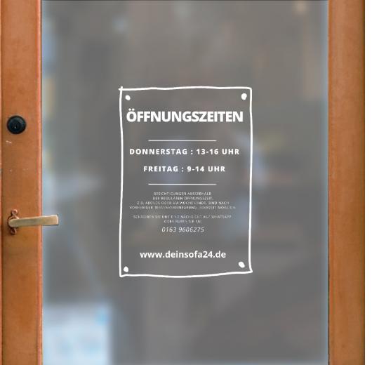Öffnungszeiten Aufkleber selber gestalten