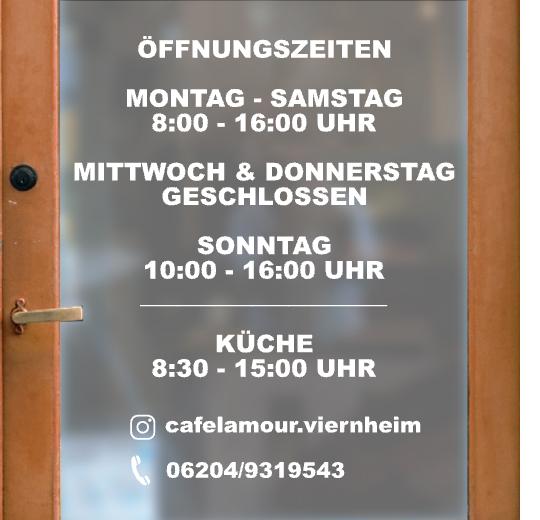 Öffnungszeiten Aufkleber selber gestalten