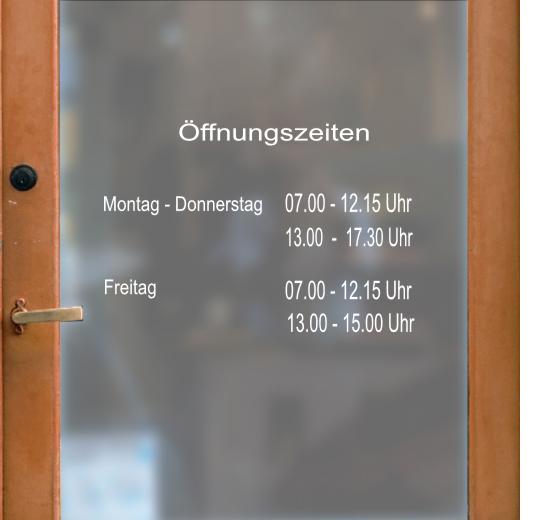 Öffnungszeiten Aufkleber selber gestalten