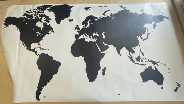 Aufkleber Weltkarte 200cm x 120cm schwarz matt