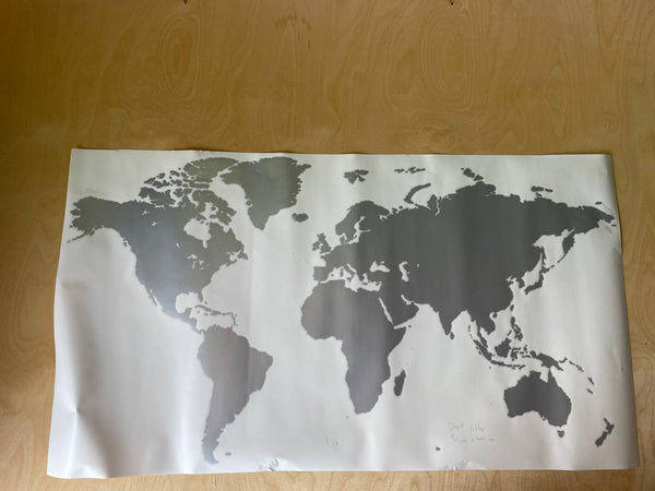 Aufkleber Weltkarte 90x50cm silber glanz