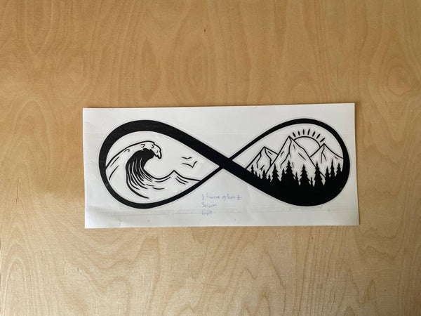 Aufkleber Berge, Wald & Meer Unendlich 30cm schwarz matt