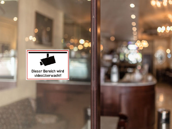 Aufkleber Dieser Bereich wird videoüberwacht