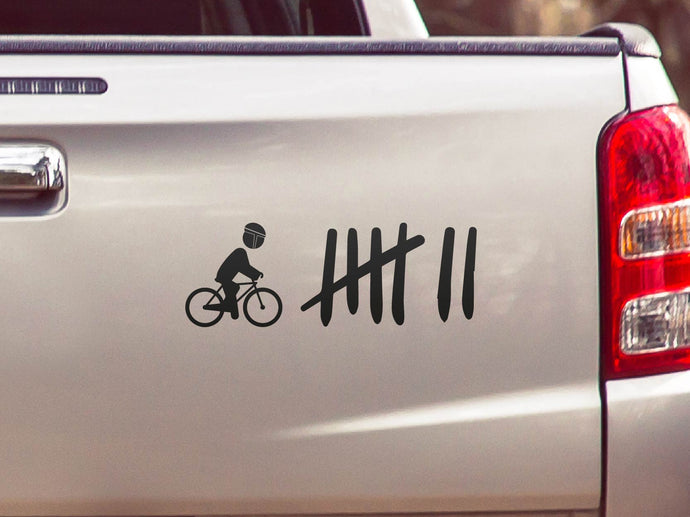 Autoaufkleber Fahrradfahrer Strichliste