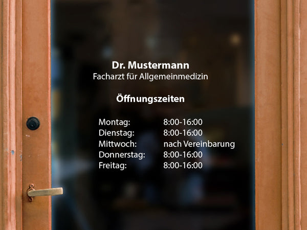 Aufkleber Öffnungszeiten Arztpraxis