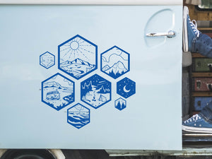 Sticker voiture camping, van & mer motif commercial