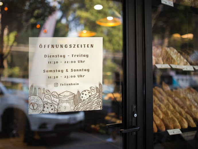 Öffnungszeiten Aufkleber Bäckerei handgezeichnet