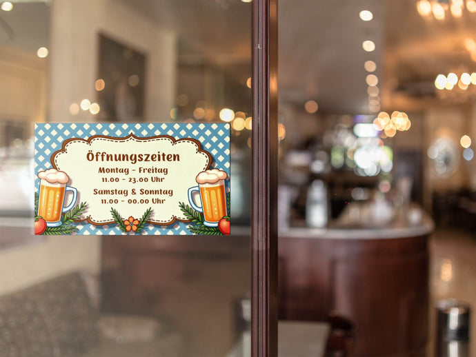 Öffnungszeiten Aufkleber Biergarten Öffnungszeiten