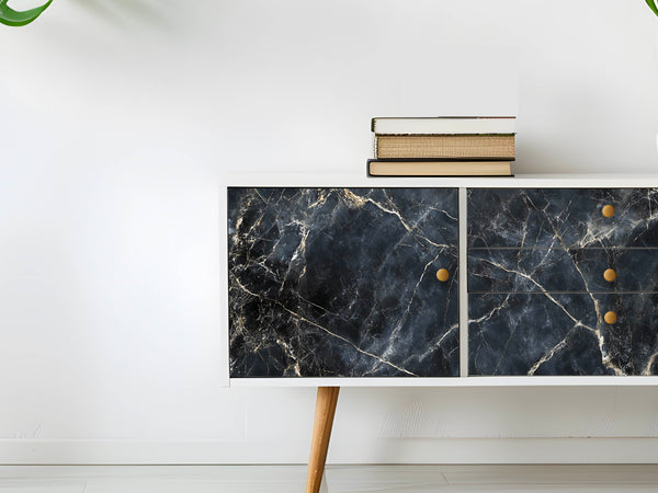 Möbelfolie Marmoroptik schwarz Schrank