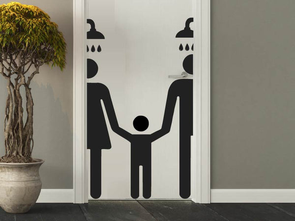 Aufkleber Familien Dusche Piktogramm