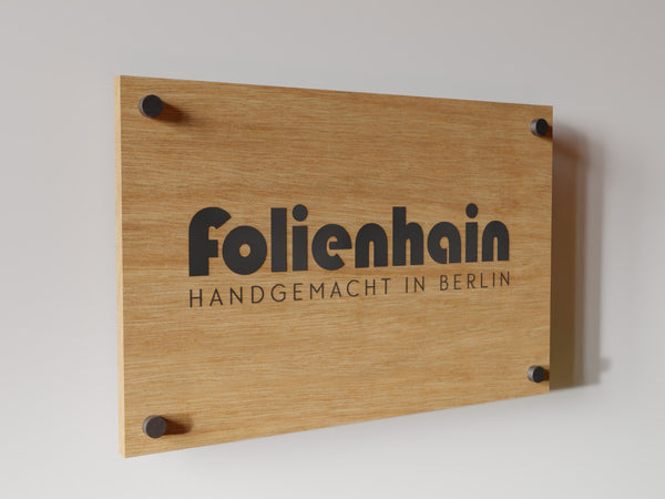 Firmenschild Holz 3:2