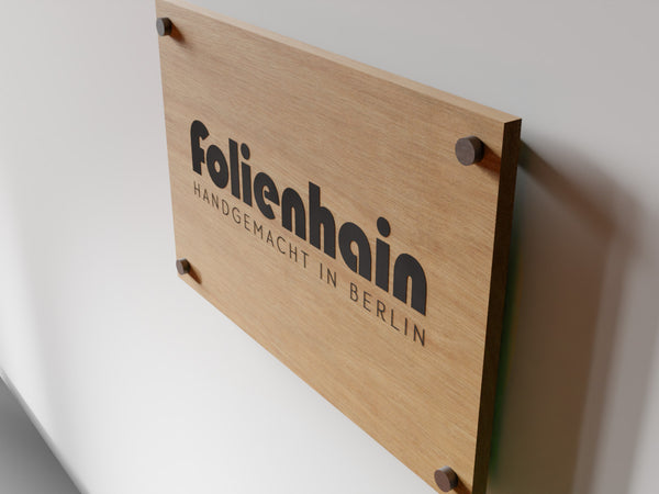 Firmenschild Holz 3:2