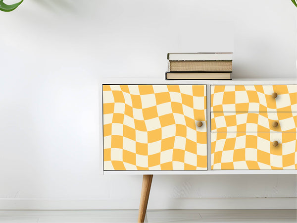 Möbelfolie geschwungenes kariertes Muster