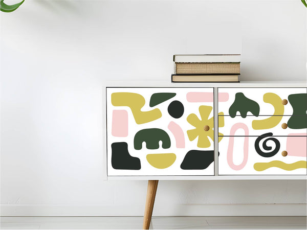 Möbelfolie Grün Rosa abstrakte Formen