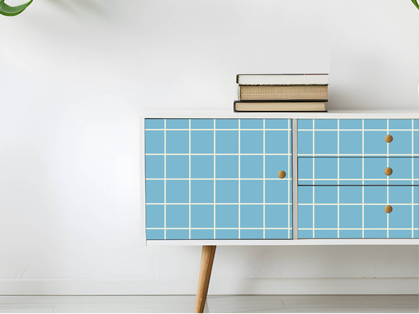 Möbelfolie Karo Hellblau