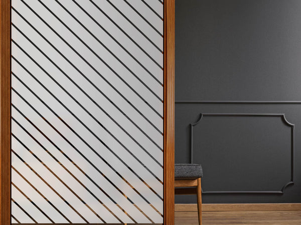 Milchglasfolie Schräge Linien  Mittel Sichtschutzfolie