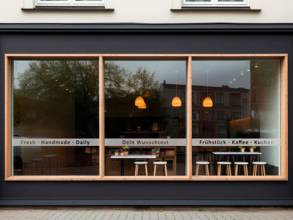 Milchglasfolie Streifen mit Wunschtext – ausgeschnitten