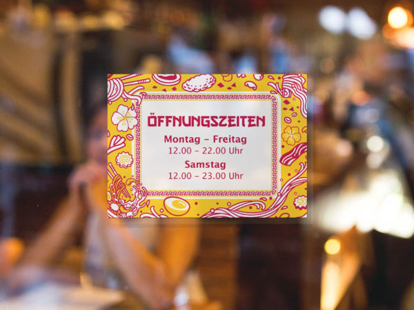 Asia Nudeln Öffnungszeiten Aufkleber auf Schaufenster
