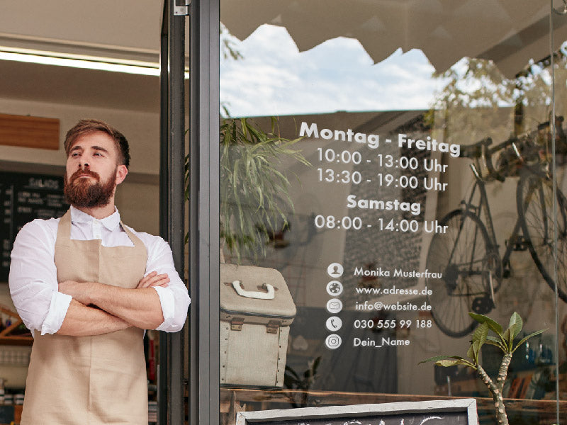 Öffnungszeiten Aufkleber Cafe