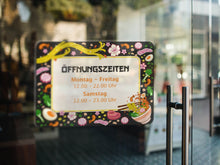 Laden Sie das Bild in den Galerie-Viewer, Öffnungszeiten Aufkleber Restaurant Ramen &amp; Asia Nudeln schwarz
