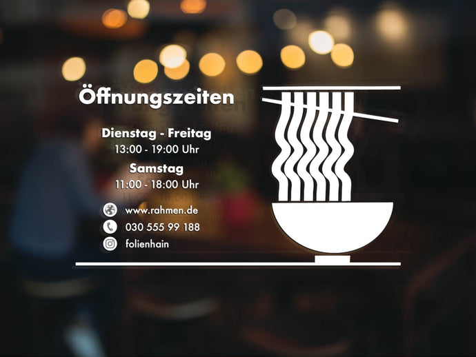 Aufkleber Öffnungszeiten Restaurant – Ramen & Asia Nudeln Design