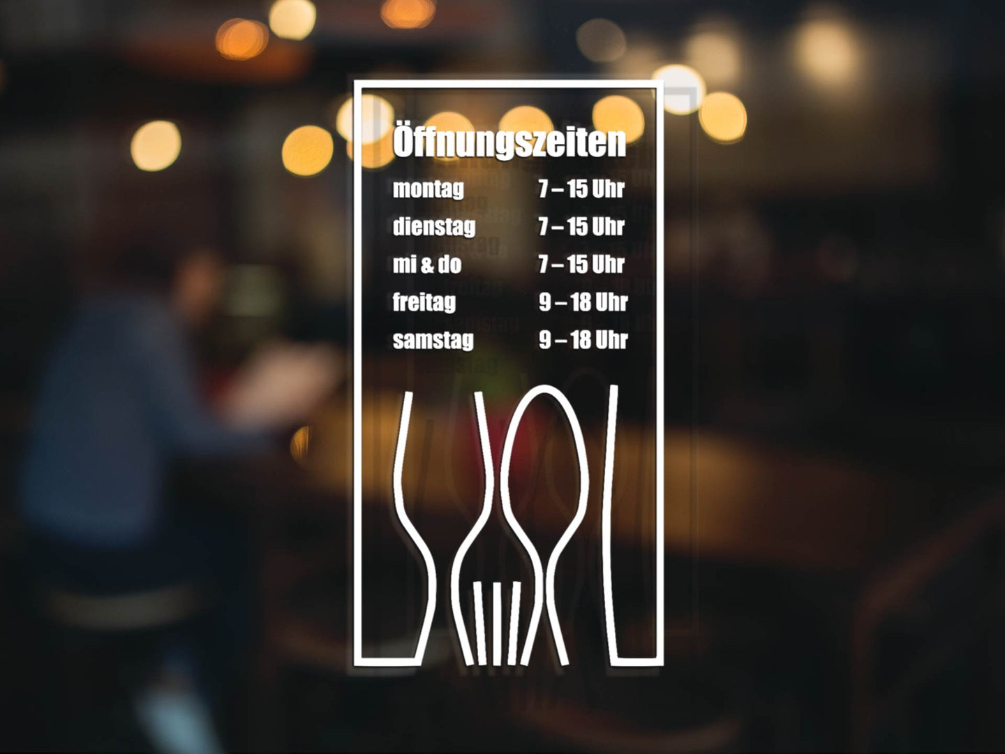 Aufkleber Öffnungszeiten Restaurant Besteck Linie