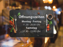 Laden Sie das Bild in den Galerie-Viewer, Öffnungszeiten Aufkleber Restaurant Graphit mit Besteck