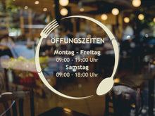 Laden Sie das Bild in den Galerie-Viewer, Aufkleber Öffnungszeiten Restaurant Messer &amp; Gabel