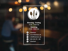 Laden Sie das Bild in den Galerie-Viewer, Aufkleber Öffnungszeiten Restaurant Rahmen
