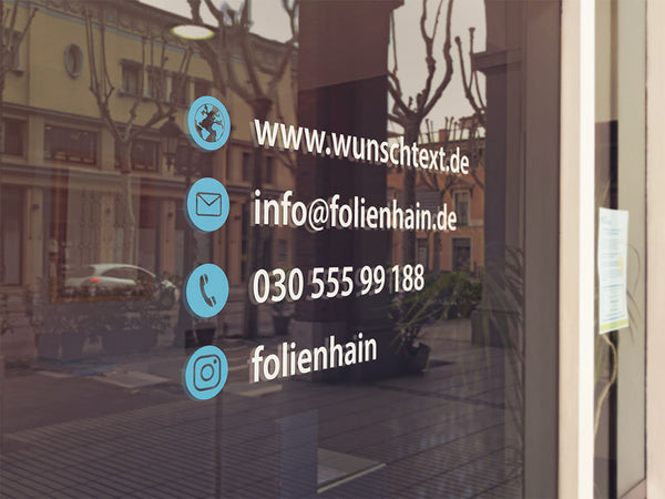 Schaufenster Aufkleber Firmeninfos