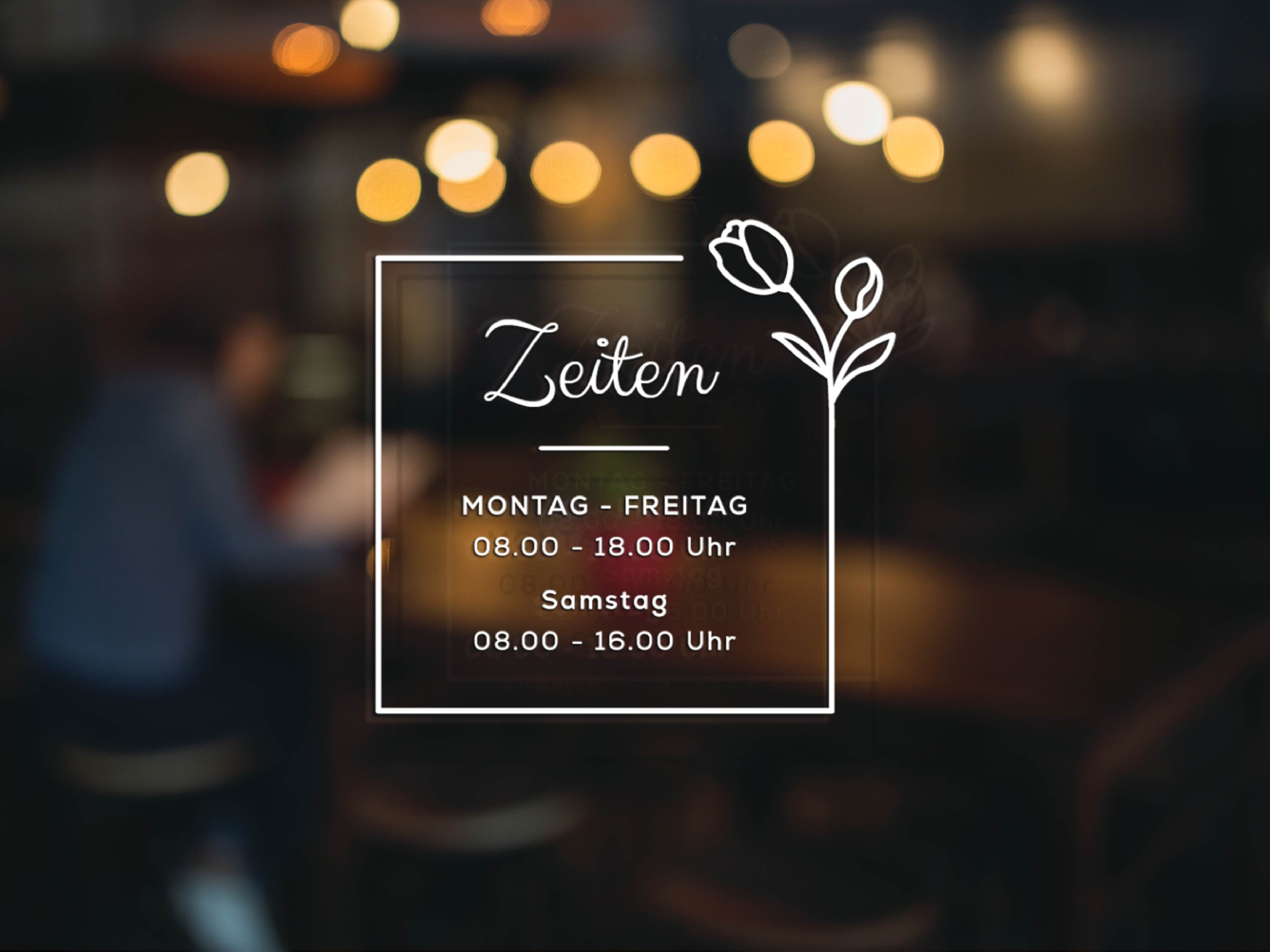 Aufkleber Öffnungszeiten Floral Öffnungszeiten