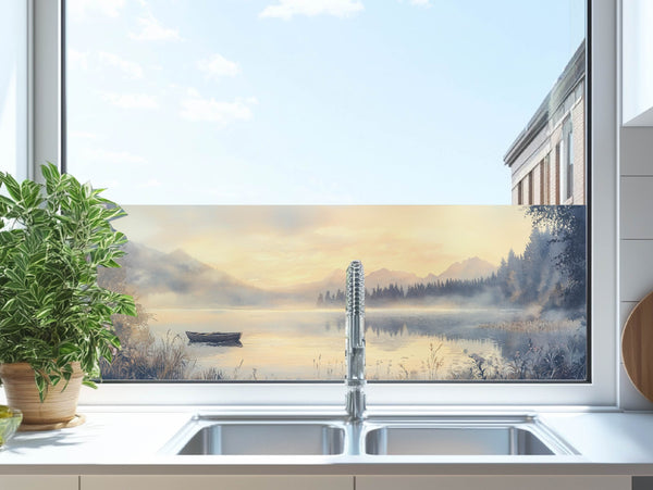 Milchglasfolie See mit Boot