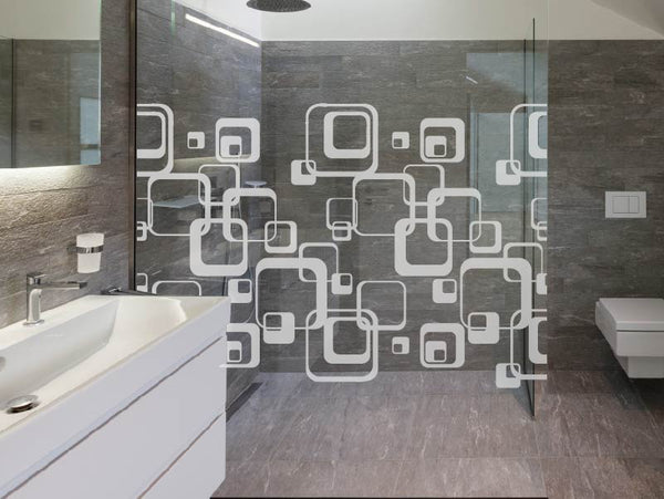 Milchglasfolie verworrene Rechtecke mit runden Ecken Fensterfolie Sichtschutz