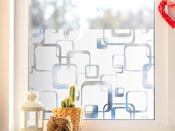 Milchglasfolie verworrene Rechtecke mit runden Ecken negativ Sichtschutzfolie